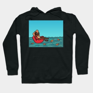 Young female woman in swim ring floatie summer Hoodie